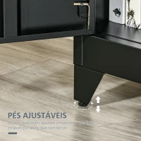 HOMCOM Armário de Metal de Armazenamento com Dupla Porta 2 Prateleiras com Altura Ajustável Armário para Escritório 75x33x110cm Preto(m-7)