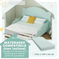 AIYAPLAY Lettino per Bambini con Testiera e Pediera a Orso e 2 Sponde Laterali, in Legno, 143.5x80x55 cm, Verde(m-7)