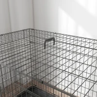 PawHut Gabbia per Animali Domestici Trasportino per Cani e Gatti Pieghevole in Acciaio Doppia Apertura, 121x77x82cm, Nero(m-9)