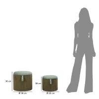 Mauro Ferretti Puff cu Depozitare Bolzano Verde Set 2 Buc cm Ø 38x38-32x27(m-9)