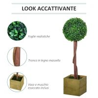 Outsunny Alberello Bosso Artificiale con Vaso Pianta Finta Altezza 87cm per Interno ed Esterno, Verde chiaro e scuro(m-5)