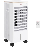 HOMCOM Enfriador de Aire 3 en 1 Climatizador Evaporativo 3 Velocidades Control Remoto Temporizador 7,5h 22,5x24,5x53,5cm Blanco