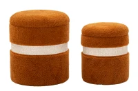 Mauro Ferretti Puff cu Depozitare Saint-Moritz Maro Set 2 Buc cm Ø 40x47-32x37(m-1)