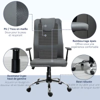 Vinsetto Chaise de Bureau Ergonomique Fauteuil de Bureau pivotant, hauteur réglable, Dossier en maille respirante, revêtement en Nylon synthétique Gris(m-6)