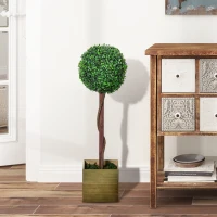 Outsunny Alberello Bosso Artificiale con Vaso Pianta Finta Altezza 87cm per Interno ed Esterno, Verde chiaro e scuro(m-2)