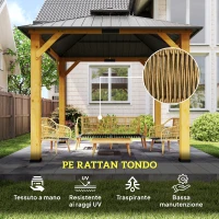 Outsunny Set da Giardino 4 Pezzi con Divano 3 Posti, 2 Poltrone e Tavolino Basso in Rattan PE e Acciaio Multicolore(m-5)