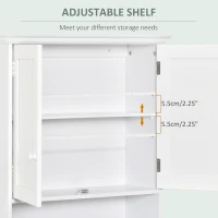 kleankin Dulap de Baie Suspendat cu Dulăpior, 2 Uși cu Închidere Magnetică și Raft Deschis, 60x20x70.5 cm, Alb(m-5)