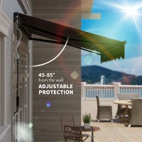 Outsunny 3 x 2.5m Electric Awning with LED Light and Remote Controller, Aluminium Frame DIY Retractable Awning, UV50+ Sun Shade Canopy for Garden Patio Deck Door Window, Dark Grey(m-7)