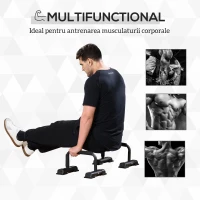 HOMCOM Set 2 Bare Paralele din Oțel pentru Fitness cu Mânere din Antiderapante, 36x25x20 cm, Negru(m-4)