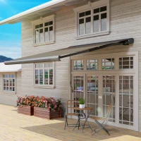 Outsunny 3 x 2.5 m Electric Awning with Remote Controller, Aluminium Frame DIY Retractable Awning, UV50+ Sun Shade Canopy for Garden Patio Deck Door Window, Light Grey(m-9)