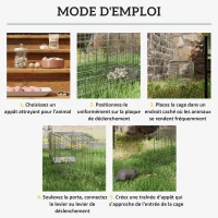 Outsunny Piège cage de capture pliante pour petits animaux type rat et souris - 2 portes poignée 66 x 24 x 30,5 cm acier gris(m-5)