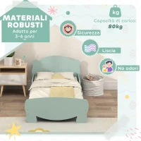 AIYAPLAY Lettino per Bambini con Testiera e Pediera a Orso e 2 Sponde Laterali, in Legno, 143.5x80x55 cm, Verde(m-5)