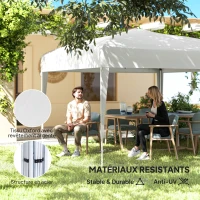 Outsunny Tonnelle de jardin extérieur 3x3m Tonnelle pliante Pop up Tente Pliable Barnum de Jardin Pliant Anti-UV + Sac de Transport Acier Oxford Blanc(m-4)