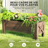 Outsunny Jardinière sur Pieds bac à Fleurs dim. 100L x 36l x 36H cm Inserts d'irrigation Inclus Bois Massif Sapin traité(m-4)