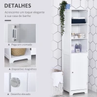 kleankin Armário de banheiro branco 5 níveis Prateleiras Coluna do banheiro com 3 prateleiras 1 porta de MDF  e resistente à água 40x38x160cm(m-6)