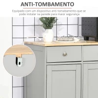 HOMCOM Aparador de Cozinha com 3 Gavetas 3 Portas e Prateleiras Ajustáveis Móvel Auxiliar de Armazenamento 101x40x85 cm Cinzento(m-7)