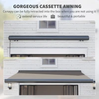 Outsunny 3 x 2.5 m Electric Awning with Remote Controller, Aluminium Frame DIY Retractable Awning, UV50+ Sun Shade Canopy for Garden Patio Deck Door Window, Light Grey(m-5)