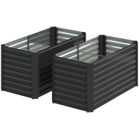 Outsunny Lot de 2 lits de jardin surélevés carrés potagers cadre en acier galvanisé fond ouvert 120 x 60 x 60 cm gris foncé