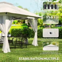 Outsunny Tonnelle barnum de jardin pop-up pliant double toit protection UV 50+ avec 4 moustiquaires zippées 4 x 4 m Blanc(m-7)