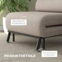 HOMCOM Klappsessel mit Bettfunktion, klappbarer Relaxsessel in Leinenoptik, Verstellbare Rückenlehne, 75 x 70 x 75 cm, Beige(m-7)