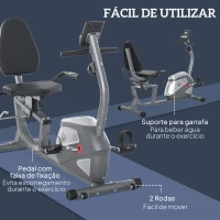 HOMCOM Bicicleta ergométrica reclinável com tela LCD e volante de 3 kg resistência magnética de 8 níveis assento ajustável 121,5-136x62,5x98 cm Cinza(m-7)