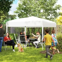 Outsunny Tonnelle de jardin extérieur 3x3m Tonnelle pliante Pop up Tente Pliable Barnum de Jardin Pliant Anti-UV + Sac de Transport Acier Oxford Blanc(m-2)