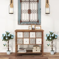 Outsunny Set of 2 Artificial Plants White Rose Floral in Pot, Fake Plants for Home Indoor Decor, 90cm, Light Blue(m-4)