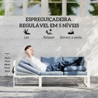 Outsunny Conjunto de Jardim de 4 Peças em Forma de L com 2 Sofás Sofá de Canto com Assento Ajustável e Mesa de Centro Bege e Cinza(m-5)