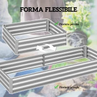 Outsunny Letto per Orto Rialzato in Metallo da Esterno per Fiori e Ortaggi, 241x90,5x30 cm, Argento(m-5)