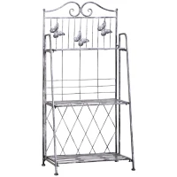 Outsunny Étagère de rangement pliable 3 niveaux néo-rétro fer forgé dim. 44L x 25l x 96H cm gris métal aspect vieilli(m-9)