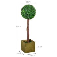 Outsunny Alberello Bosso Artificiale con Vaso Pianta Finta Altezza 87cm per Interno ed Esterno, Verde chiaro e scuro(m-3)