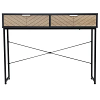 HOMCOM Mesa Consola 100x30x75 cm Mesa de Entrada Moderna com 2 Gavetas de Armazenamento Preto e Madeira(m-10)