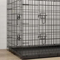 PawHut Hundekäfig, Hundebox, Transportkäfig, herausnehmbare Bodenwanne, klappbar, 92 x 57 x 62,5 cm, Schwarz(m-9)