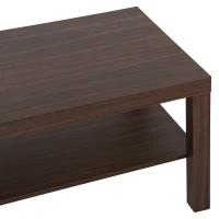 HOMCOM Mesa de Centro Mesa Auxiliar de 2 Níveis para Sala de Estar Escritório 90x45x45,5cm  Nogueira(m-7)