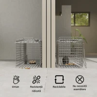 Outsunny Capcana pentru animale , 66 x 24 x 30,5 cm Cusca umana pentru rozatoare pentru iepuri, veverite, nurci, vole, argintie(m-4)