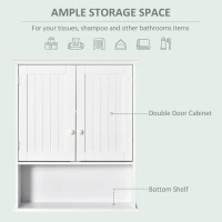 kleankin Dulap de Baie Suspendat cu Dulăpior, 2 Uși cu Închidere Magnetică și Raft Deschis, 60x20x70.5 cm, Alb(m-4)