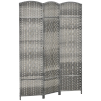 HOMCOM Separador de Ambientes de 3 Paneles Biombo Plegable 135x180 cm Pantalla de Privacidad de Polipropileno Gris Mixto