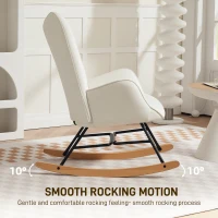 HOMCOM Rocking Chair, Modern Upholstered Velvet Armchair with Solid Wood Legs and Metal Frame for Living Room, Bedroom, Cream(m-5)