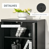 HOMCOM Armário de Metal de Armazenamento com Dupla Porta 2 Prateleiras com Altura Ajustável Armário para Escritório 75x33x110cm Preto(m-6)