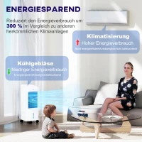 HOMCOM Klimaanlage, Ventilator mit 3 Funktionen und Modi, Fernbedienung, Timer, Weiß(m-8)