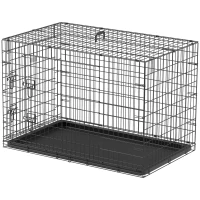 PawHut Hundekäfig, Hundebox, Transportkäfig, herausnehmbare Bodenwanne, klappbar, 92 x 57 x 62,5 cm, Schwarz(m-10)