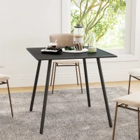 Outsunny Square Garden Table with Slat Top, Steel Frame, Outdoor Table for 4 Person, 80 x 80 x 74 cm, Black(m-7)