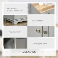 HOMCOM Aparador de Cozinha com 3 Gavetas 3 Portas e Prateleiras Ajustáveis Móvel Auxiliar de Armazenamento 101x40x85 cm Cinzento(m-6)