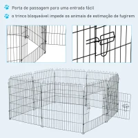 PawHut Parque para Animais de Estimação com 8 Paineis 71x76cm Dobrável Cerca para Animais de Estimação com Porta com Trava para Jardim Pátio Exterior Preto(m-6)