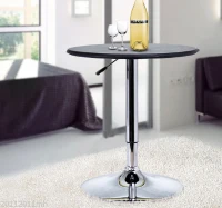 HOMCOM Mesa de Bar com Altura Ajustável Giratória 360° com Base Redonda Mesa Alta Moderna para Cozinha Ø63x67-93 cm Preto(m-2)