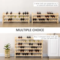 HOMCOM Six-Tier, 72 Bottle Wooden Wine Rack Set of 2 - Natural(m-4)