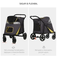 Pawhut Carucior Animale – Roti Universale & Amortizor pentru Confort(m-5)