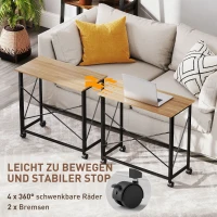 HOMCOM Składane Biurko na Kółkach, Oszczędzające Miejsce, Stal, MDF, Dąb(m-5)