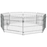 PawHut Parque para Animais de Estimação com 8 Paineis 71x61cm Dobrável Cerca para Animais de Estimação com Porta com Trava para Jardim Pátio Exterior Preto(m-11)