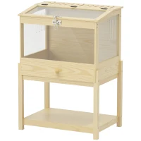 PawHut Cage à hamster en bois surélevée avec plateau de rangement couvercle ouvrable 83,2 x 50 x 103 cm effet bois naturel(m-1)